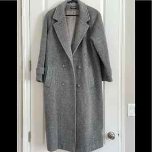 Vintage Winter Peacoat Coat Gray  Wool & Mohair Single Breast Size Large